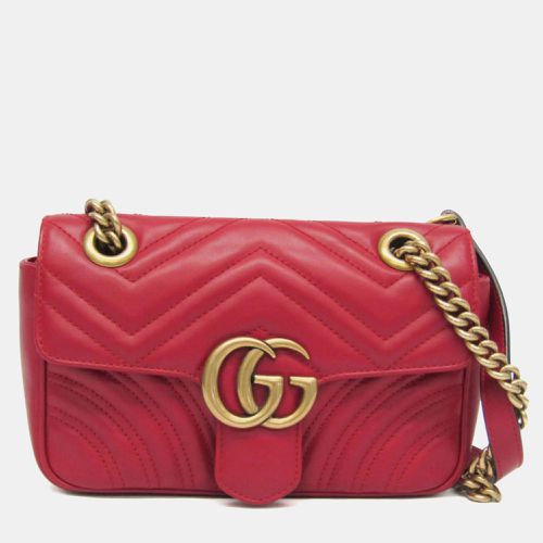 Gucci Red Matelasse Leather Small GG Marmont Shoulder Bag - Gucci - Modalova