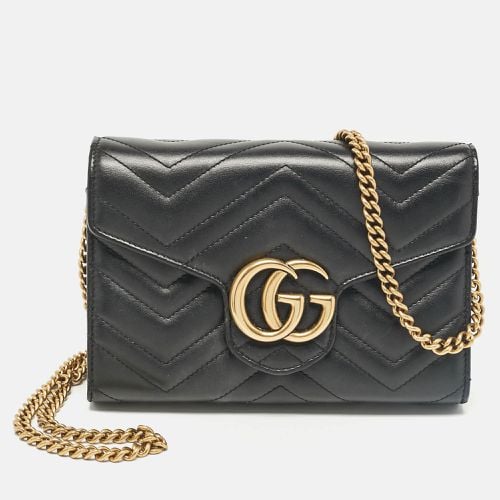 Gucci Black Matelassé Leather GG Marmont Wallet On Chain - Gucci - Modalova