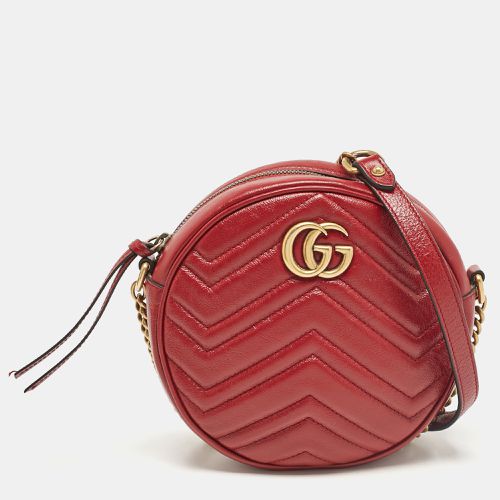 Gucci Red Matelassé Leather Mini GG Marmont Round Shoulder Bag - Gucci - Modalova