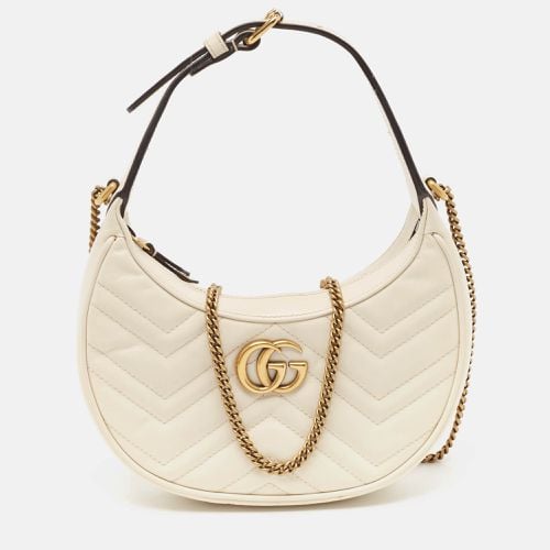 Gucci Off White Matelasse Leather Mini GG Marmont Shoulder Bag - Gucci - Modalova