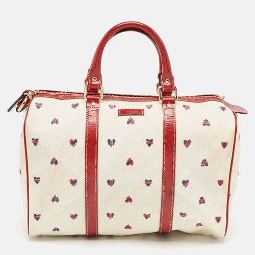 White Heart Print GG Canvas and Leather Joy Boston Bag - Gucci - Modalova