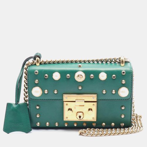 Gucci Green Small Pearl Studded Padlock Crossbody Bag - Gucci - Modalova