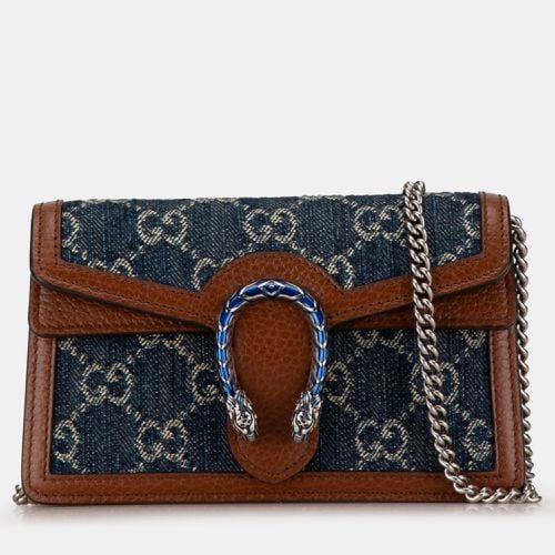 Gucci Blue/Brown Denim Super Mini GG Dionysus Crossbody Bag - Gucci - Modalova