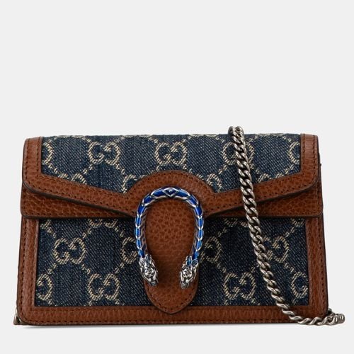 Gucci Blue/Brown Denim Super Mini GG Dionysus Crossbody Bag - Gucci - Modalova