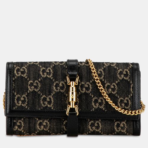 Gucci Black GG Denim Jackie 1961 Wallet on Chain - Gucci - Modalova