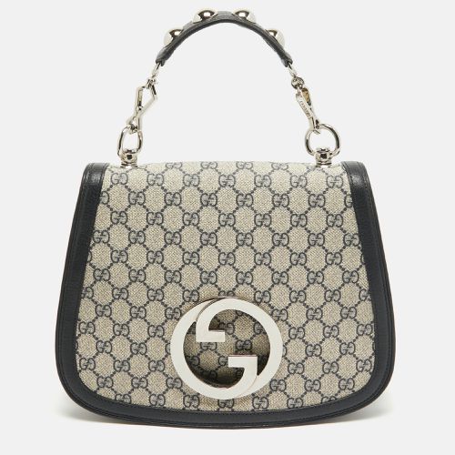 Gucci Navy Blue/Beige GG Supreme Canvas and Leather Blondie Top Handle Bag - Gucci - Modalova