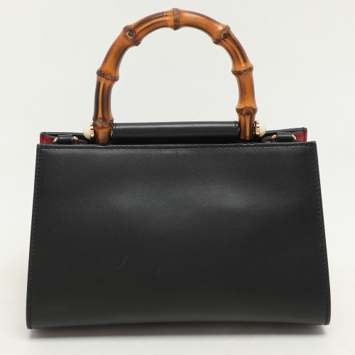 Gucci Black Leather Mini Nymphaea Bamboo Top Handle Bag - Gucci - Modalova