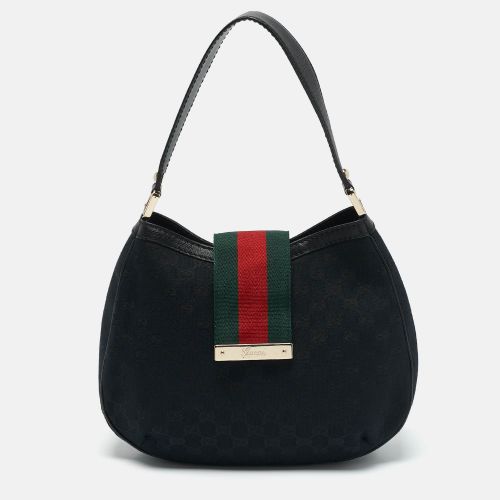 Gucci Black GG Canvas New Ladies Web Hobo - Gucci - Modalova