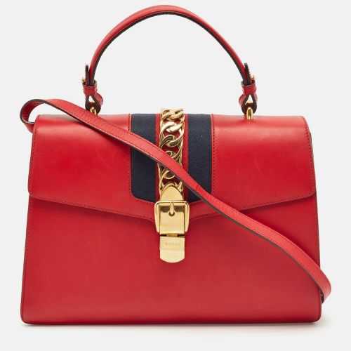 Gucci Red Leather Medium Web Sylvie Top Handle Bag - Gucci - Modalova