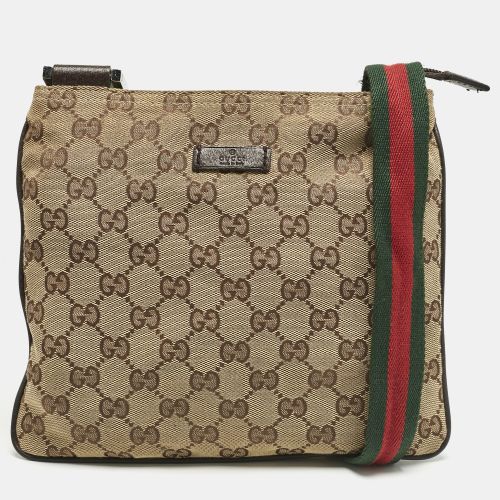 Gucci Beige GG Canvas Web Flat Messenger Bag - Gucci - Modalova