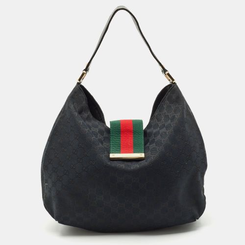 Gucci Black GG Canvas Medium New Ladies Web Hobo - Gucci - Modalova
