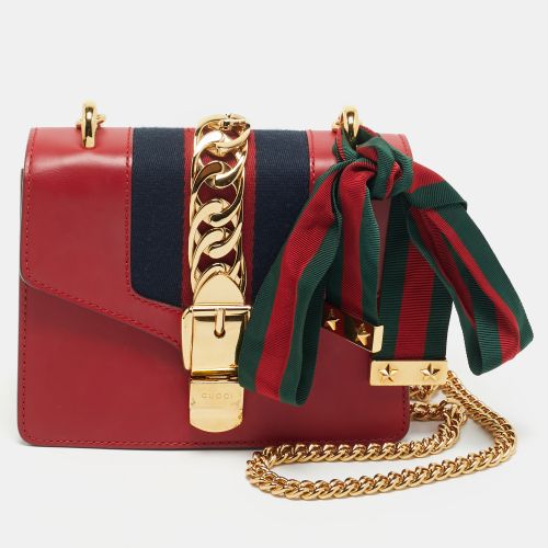 Gucci Red Leather Mini Web Chain Sylvie Shoulder Bag - Gucci - Modalova