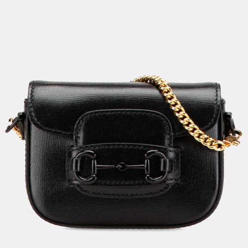 Gucci Black Mini Leather Horsebit 1955 Web Satchel - Gucci - Modalova
