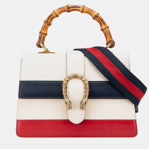 Gucci White Medium Leather Bamboo Dionysus Web Satchel - Gucci - Modalova