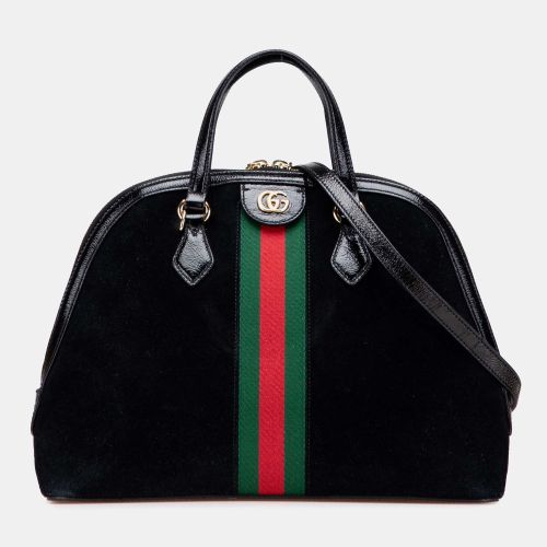 Gucci Black Medium Suede Ophidia Web Dome Satchel - Gucci - Modalova