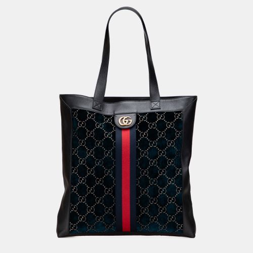 Gucci Navy Blue Large GG Velvet Web Ophidia Tote - Gucci - Modalova
