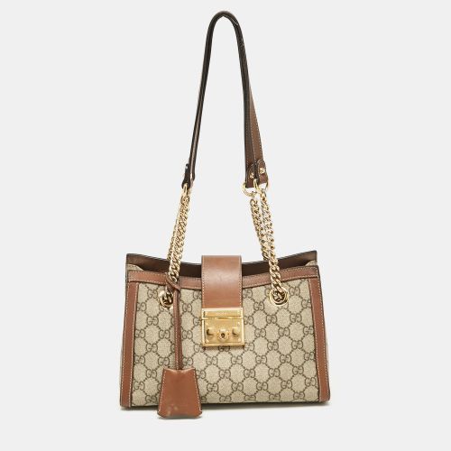 Brown/ GG Supreme Canvas Small Padlock Tote - Gucci - Modalova