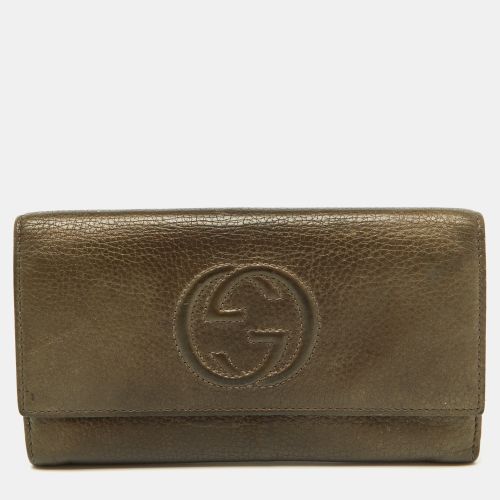 Gucci Brown Leather Soho Flap Continental Wallet - Gucci - Modalova