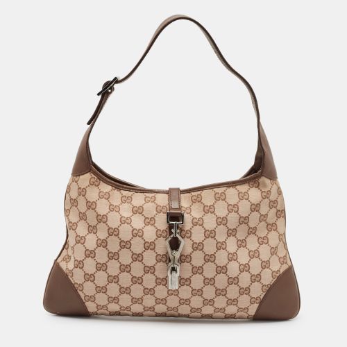 Beige GG Fabric and Leather Jackie Shoulder Bag - Gucci - Modalova