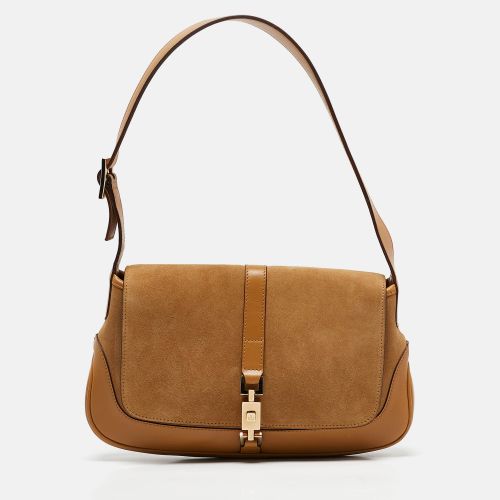 Suede and Leather Jackie Bardot Flap Shoulder Bag - Gucci - Modalova