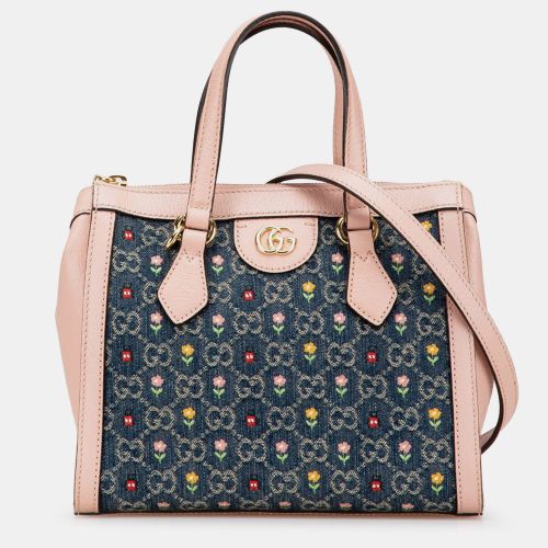 Gucci Blue Small GG Denim Embroidery Ophidia Satchel - Gucci - Modalova