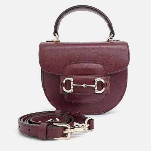 Gucci Burgundy Leather 1955 Horsebit Mini Top Handle Bag - Gucci - Modalova