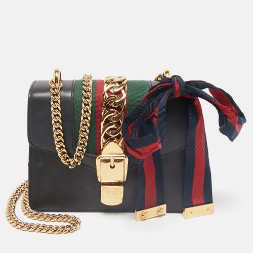 Gucci Black Leather Mini Web Chain Sylvie Shoulder Bag - Gucci - Modalova
