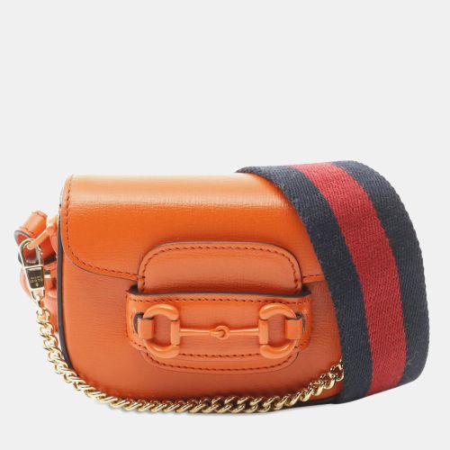 Gucci Orange Mini Leather Horsebit 1955 Web Satchel - Gucci - Modalova