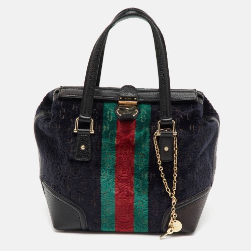 Gucci Multicolor Leather and Velvet Horsebit Embossed Velour Web Treasure Satchel - Gucci - Modalova