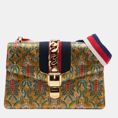 Gucci Gold Small Canvas Brocade Sylvie Satchel - Gucci - Modalova