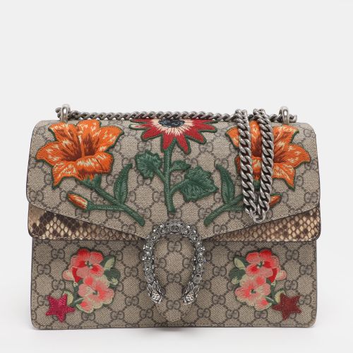 Gucci Beige GG Supreme Canvas Medium Embroidered Dionysus Shoulder Bag - Gucci - Modalova