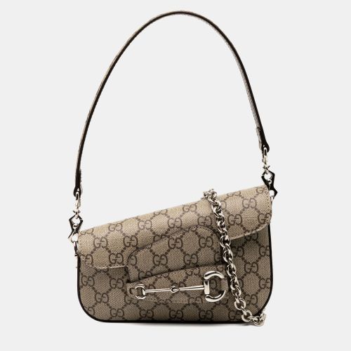 Gucci Brown Mini GG Supreme Asymmetric Horsebit 1955 Shoulder Bag - Gucci - Modalova