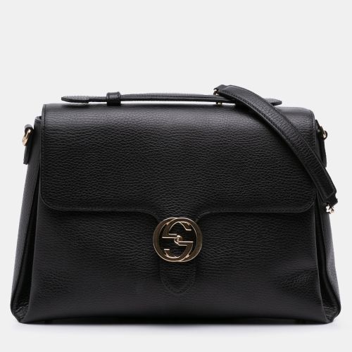 Gucci Black Medium Dollar Calf Interlocking G Satchel - Gucci - Modalova