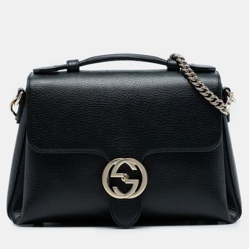 Gucci Black Small Dollar Calf Interlocking G Satchel - Gucci - Modalova