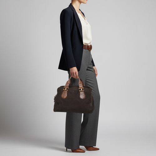 Twice Suede and Python Satchel - Gucci - Modalova