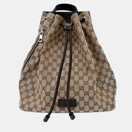 Drawstring Backpack Mini GG Canvas Leather Backpack Bag - Gucci - Modalova