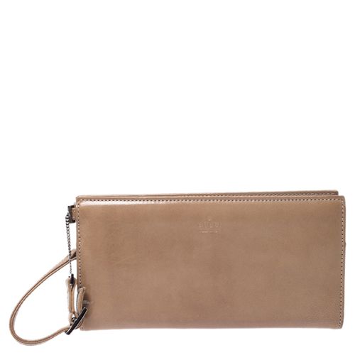 Gucci Light Brown Leather Wristlet Wallet - Gucci - Modalova