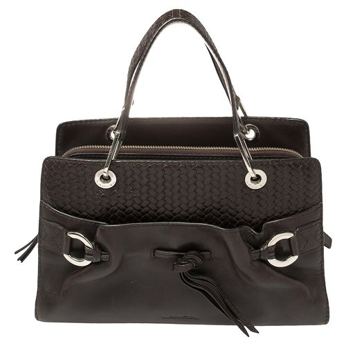 Lancel Dark Brown Braided Leather Front Pocket Tote - Lancel - Modalova