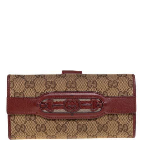 Gucci Beige/Copper GG Canvas and Leather Flap Continental Wallet - Gucci - Modalova