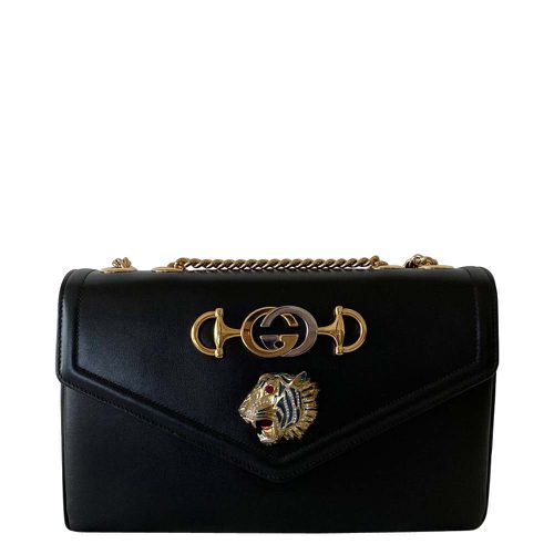 Gucci Black Leather Rajah Tiger Head Medium Shoulder Bag - Gucci - Modalova