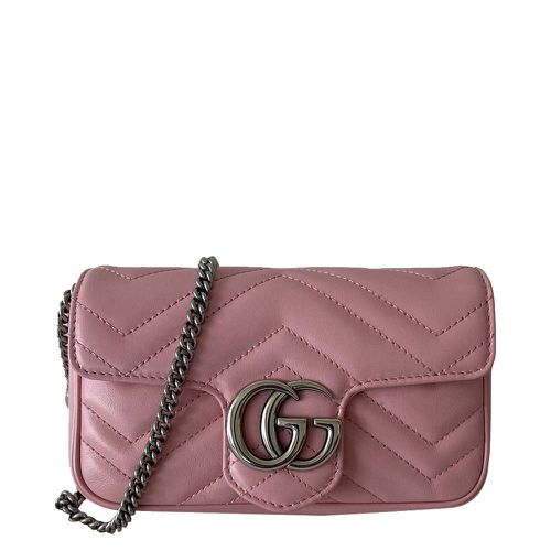 Gucci Pink Matelasse Leather Super Mini GG Marmont Shoulder Bag - Gucci - Modalova