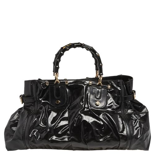 Gucci Black Coated Canvas and Leather Dialux Pop Bamboo Satchel - Gucci - Modalova