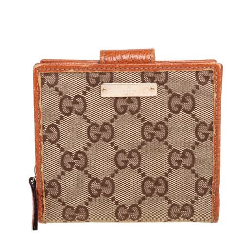 Gucci Beige GG Canvas Zip Around French Compact Wallet - Gucci - Modalova