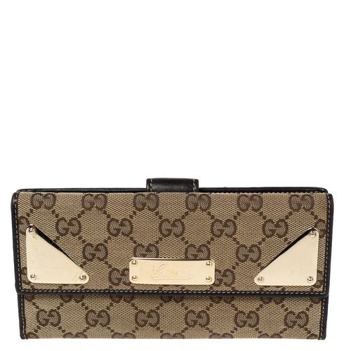 Gucci Dark Brown/Beige GG Canvas and Leather Indy Continental Wallet - Gucci - Modalova