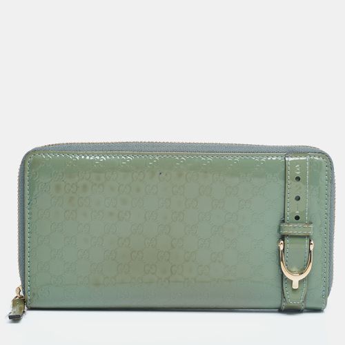 Gucci Green Microguccissima Patent Leather Zip Around Wallet - Gucci - Modalova