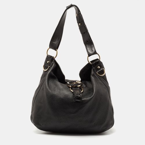 Leather and Crocodile Trim Medium G Wave Hobo - Gucci - Modalova