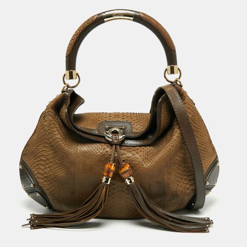 Gucci Brown Python and Leather Large Babouska Indy Hobo - Gucci - Modalova