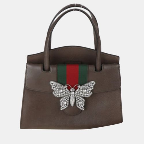 Gucci Brown Leather Butterfly Medium Linea Totem Tote Bag - Gucci - Modalova