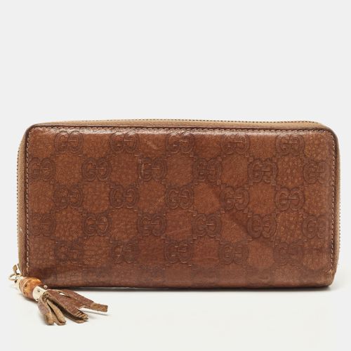 Gucci Brown Guccissima Leather Bamboo Tassel Zip Around Wallet - Gucci - Modalova