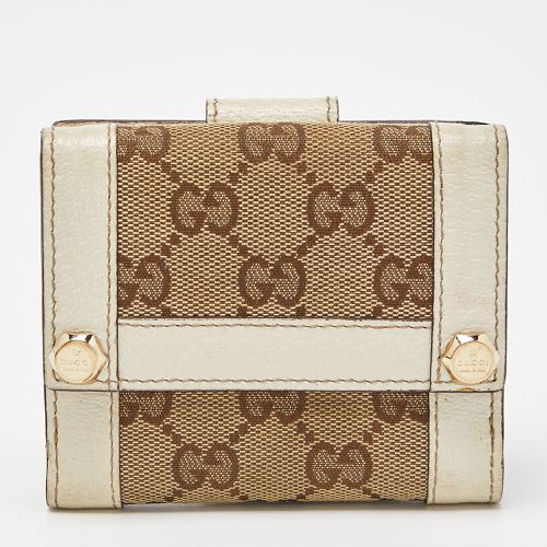 Gucci Beige/Off White GG Canvas and Leather Compact Wallet - Gucci - Modalova